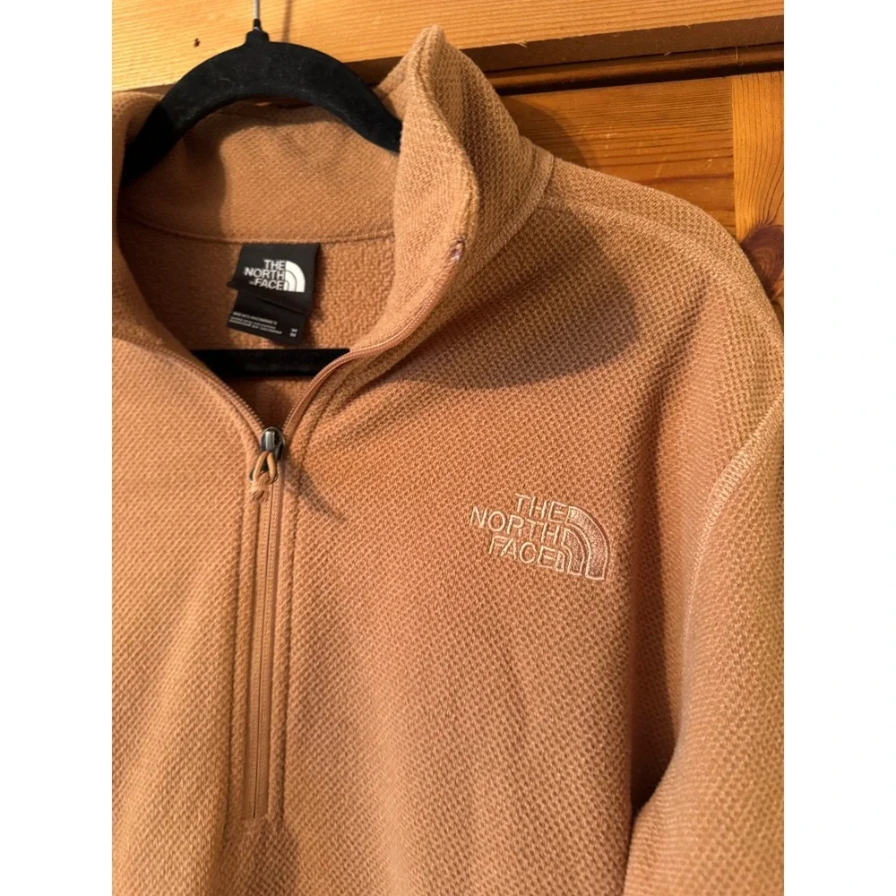 The North Face Mens Quarter Zip Fleece Pullover Tan Waffle Knit Size M‎